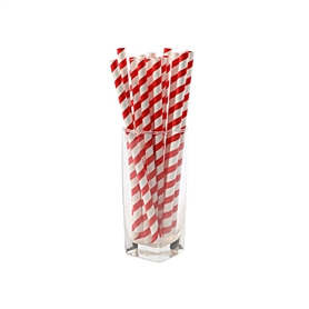 Food grade pure wood pulp white kraft paper straw red stripe 9 -- 197mm (3)