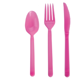 Slim pink PS cutlery(fork 4.6g knife 4.3g spoon 4.0g)