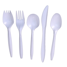 Medium weight white PP cutlery 2 (2.5g)