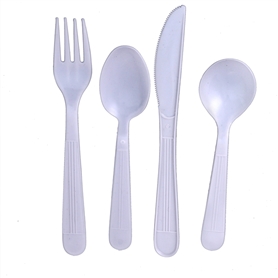Ambiance white PP cutlery( fork 6.0g knife 6.0g teaspoon 5.5