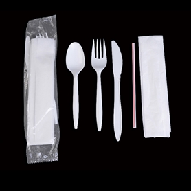 5PC KIT (Medium weight PP fork+knife+teaspoon+starw+napkin)