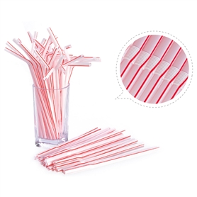 Red stripe bendable straw 7x210mm